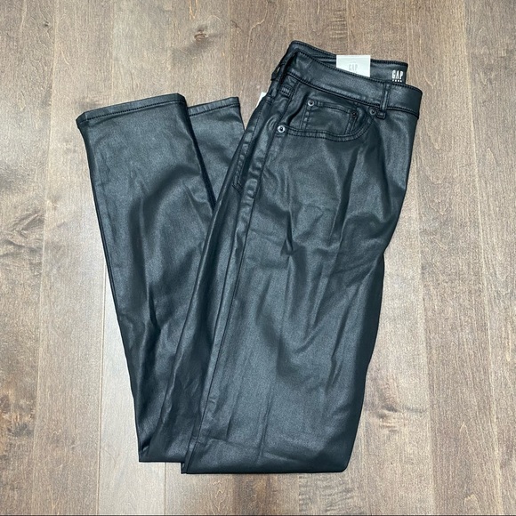 Gap Teen Girls Sky High Coated Black Jeans - Picture 2 of 9